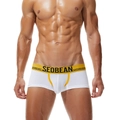 White breathable mesh men's boxer briefs with yellow contrast branded waistband - M / White