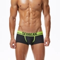 Dark gray boxer briefs with neon green waistband and sporty breathable mesh panels - M / Black