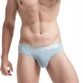 Slip homme bleu clair à imprimé lèvres et Love en nylon fin et taille basse sexy - Bleu clair