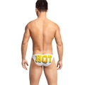 Slip da uomo bianchi a vita bassa con stampa 'HOT' gialla sul retro e vestibilità slim - M / Bianco