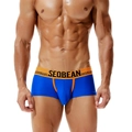 Men's royal blue mesh boxer briefs with orange contrast waistband and U-convex design - M / Royal Blue