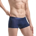 Boxer pour homme bleu marine avec motif lèvres subtil et tissu soyeux et lisse - M / Bleu saphir