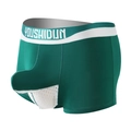 Men's boxer briefs in dark green with ergonomic dual pouch and white mesh design - Green