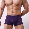 Bóxer fino para hombre en color púrpura con estampados de labios y texto LOVE elástico - M / Morado