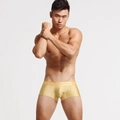 Detailansicht der goldenen Herren-Boxershorts aus Nylon mit breitem elastischem Bund - M / Gold