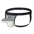 Ανδρικό αθλητικό jockstrap από γκρι πλέγμα με φαρδιά μαύρη ελαστική ζώνη - S / Γκρι