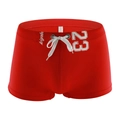 Pantaloncini da nuoto rossi da uomo con coulisse bianca e stampa numero 23 - S / Rosso