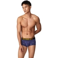Men's low-waist boxer briefs in navy blue with tree print and elastic waistband - M / Blue Gray