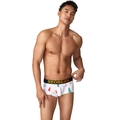 Men's low-waisted boxer briefs with festive Christmas tree print and wide black waistband - M / White
