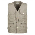 Gilet multipoches pour homme en kaki taille XL avec tissu en coton mélangé durable - XL / Khaki
