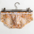 Calzoncillos de malla transpirable para hombre con estampado floral amarillo y bolsa en U - M / Naranja