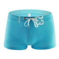 Sky blue men's drawstring swim trunks with white printed number 23 and waist ties - S / Sky Blue