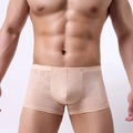 Boxer mince beige clair pour homme avec motifs de lèvres et texte Love - M / Chair