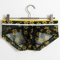Calzoncillos de malla para hombre con estampado de margaritas púrpuras y cintura amarilla - M / Floral Negro