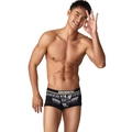 Boxer homme taille basse avec motifs géométriques blancs sur tissu noir de qualité - M / Noir