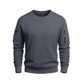 Dunkelgraues Herren-Sweatshirt im Tactical-Stil mit Ärmeltaschen und gerippten Bündchen - S / Dunkelgrau