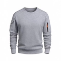 Herren Sweatshirt in Melange-Grau mit Utility-Ärmeltaschen und gerippten Abschlüssen - S / Hellgrau