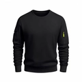 Herren-Sweatshirt in Schwarz mit Ärmeltaschen und neongelbem Reißverschluss-Detail - S / Schwarz