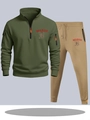 Ensemble sweat à capuche zippé vert olive et jogging kaki avec imprimé Mardi - S / Haut Et Bas / Vert Armée et Kaki