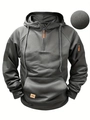 Detalle de sudadera con capucha gris carbón, tejido de rejilla y cremallera naranja - S / Gris