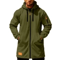 Detail of army green hoodie jacket featuring orange zipper pulls and utility sleeve pocket - S / Army Green