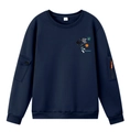 Dettaglio della felpa blu navy con tasca cargo sulla manica e stampa basket - S / Blu navy