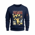 Dettaglio felpa blu scuro con tasca sulla manica e stampa grafica con graffiti - S / Blu navy