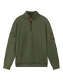 Felpa uomo verde militare vestibilità slim con colletto e tasche sulle maniche - S / Verde Militare