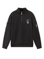 Detailansicht der Ärmeltasche und Reißverschlüsse an diesem schwarzen Streetwear-Sweatshirt - S / Schwarz