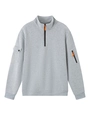 Sudadera gris de hombre con cuello alto, cremalleras en la manga y detalles naranjas - S / Gris claro