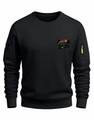 Detail of Ghana 2026 crewneck sweatshirt showing sleeve pockets and fluorescent green zipper - S / Black