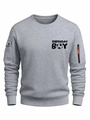 Men's grey sweatshirt with Birthday Boy football print and tactical sleeve pockets - S / Light Gray