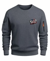 Detail of grey sweatshirt with USA 2026 print and utility zipper pocket on sleeve - S / Dark Gray