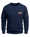 Detail of navy crewneck sweatshirt showing sleeve zipper pocket and USA 2026 print - S / Navy Blue