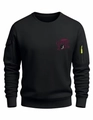 Detail of Qatar 2026 black sweatshirt with sleeve pockets and vibrant purple logo - S / Black