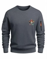 Detail of dark grey sweatshirt showing utility sleeve pockets and 2026 graphic print - S / Dark Gray