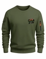 Detail of army green sweatshirt with GHANA 2026 print and utility sleeve zipper pocket - S / Army Green