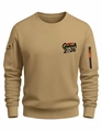 Detail of khaki men sweatshirt with zipper arm pocket and Ghana 2026 soccer print - S / Khaki