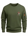 Détail du sweat vert armée avec poignets côtelés et poche munie d'un zip orange vif - S / Vert Militaire