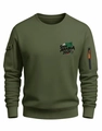 Detail of olive green sweatshirt showing sleeve pocket and Saudi Arabia 2026 graphic - S / Army Green