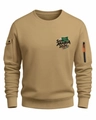 Detail of khaki men's sweatshirt featuring sleeve zipper and 2026 printed design - S / Khaki