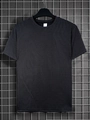 Schwarzes Herren-T-Shirt mit Rundhalsausschnitt und feinen weißen Mikro-Punkt-Streifen - S / Schwarz