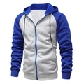 Sweat à capuche thermique zippé pour homme avec design bicolore gris clair et bleu roi - S / Bleu ciel