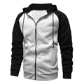 Sweat à capuche zippé en polaire pour homme, corps gris et manches noires pour l'hiver - S / Gris clair