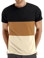 T-shirt homme à manches courtes avec design blocs de couleurs noir, brun et crème - S / Patchwork Noir Brun Beige