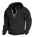 Schwarzer Herren Oversized Hoodie mit halbem Reißverschluss und praktischer Kängurutasche - M / Schwarz