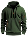 Dettaglio della felpa tattica verde militare con cerniera arancione e tasche braccio - 3XL / Verde Militare