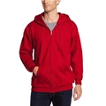 Classic men's red zip-up hoodie with adjustable drawstring hood and front pockets - S / Red