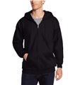 Close-up of a men's black zip-up hoodie featuring adjustable drawstring and front pockets - S / Black