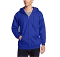 Detail of royal blue zip-up hoodie featuring front pockets and adjustable drawstring hood - S / Blue
